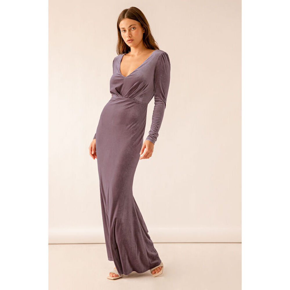 Lulus Always Elegant Dusty Purple Velvet Long Sleeve Maxi Dress - Size S